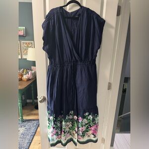 Lane Bryant Blue Sundress with V-Neck and Dolman Cap Sleeves